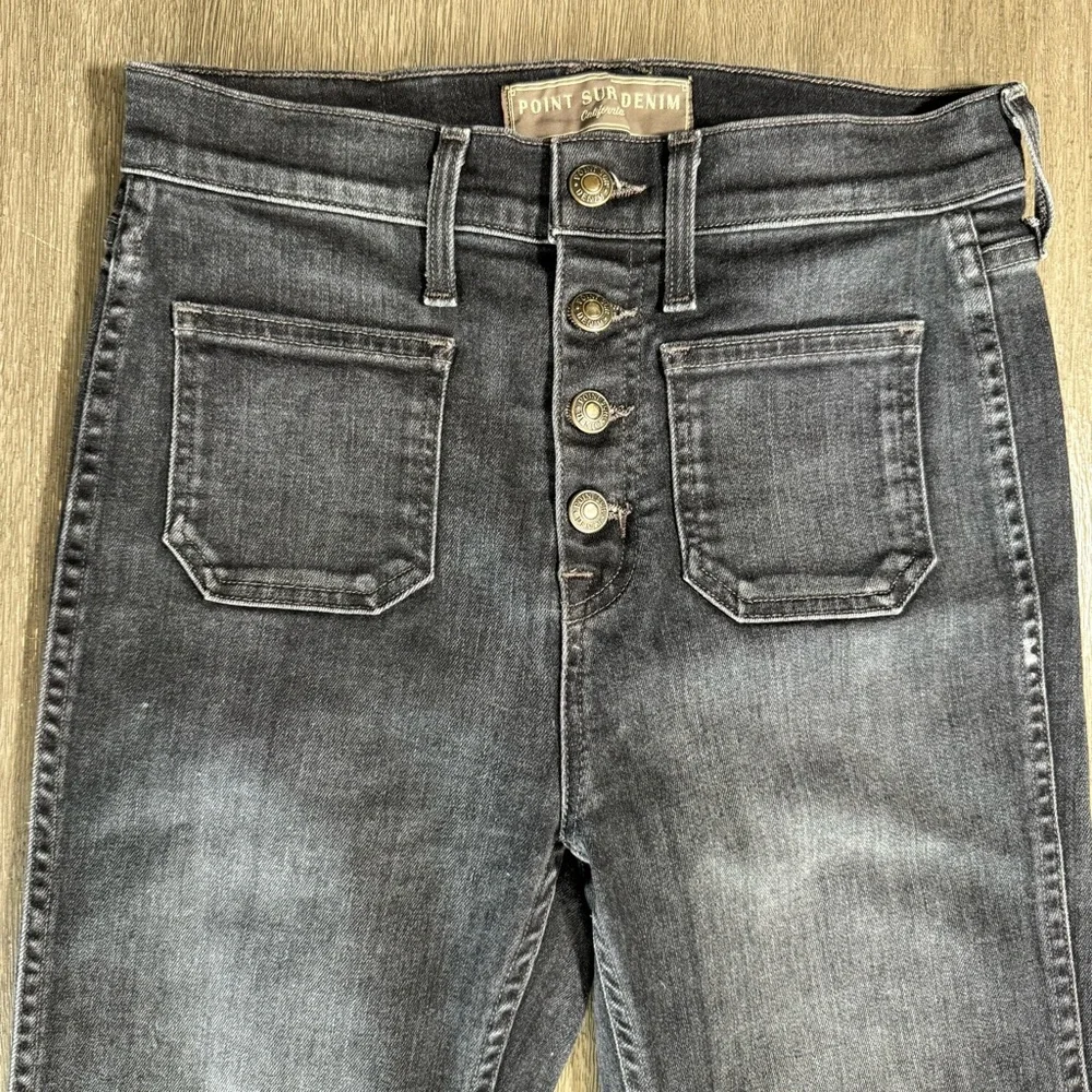 J. Crew Point Sur Denim Jeans Black Button Fly Bootcut Square Pockets 26
